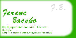 ferenc bacsko business card